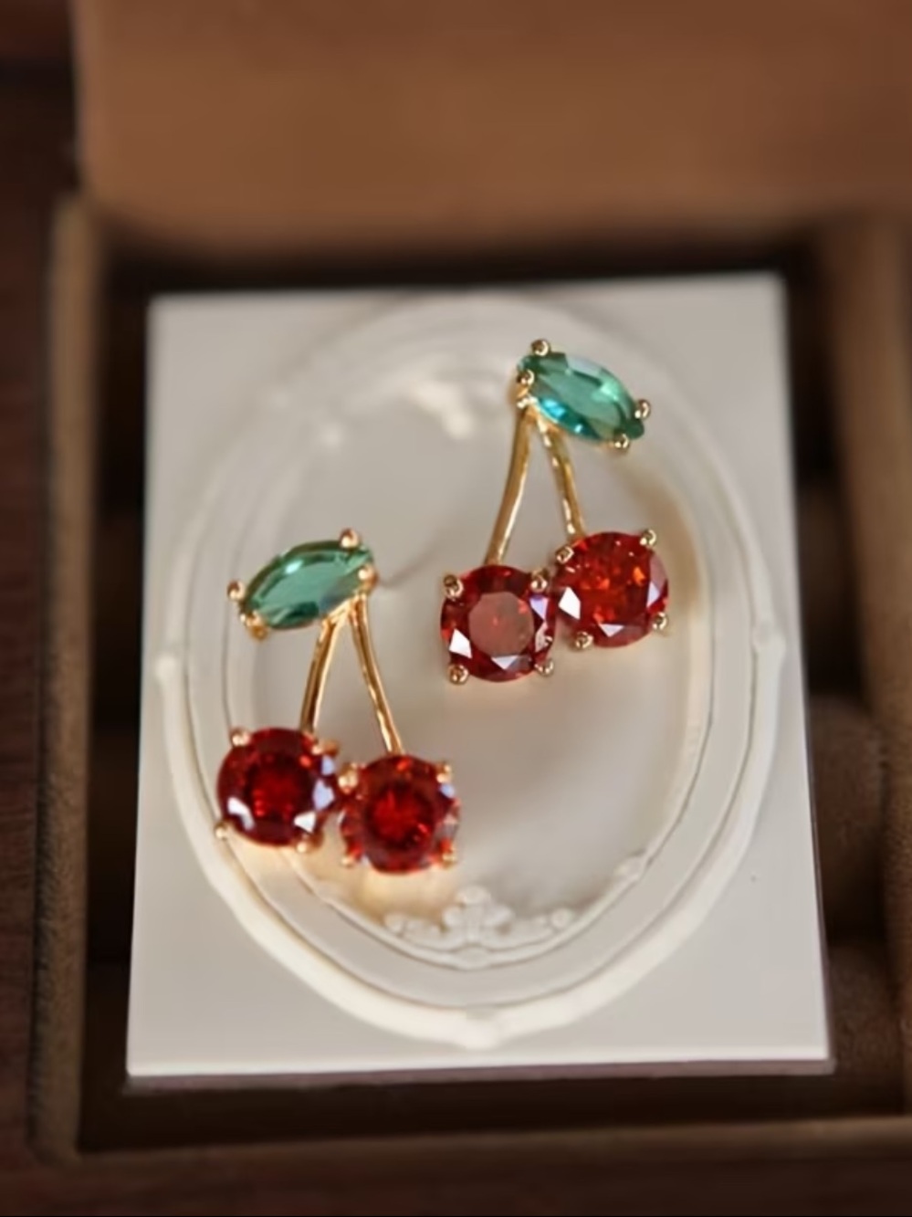 Gold Cherry Stud Earrings
